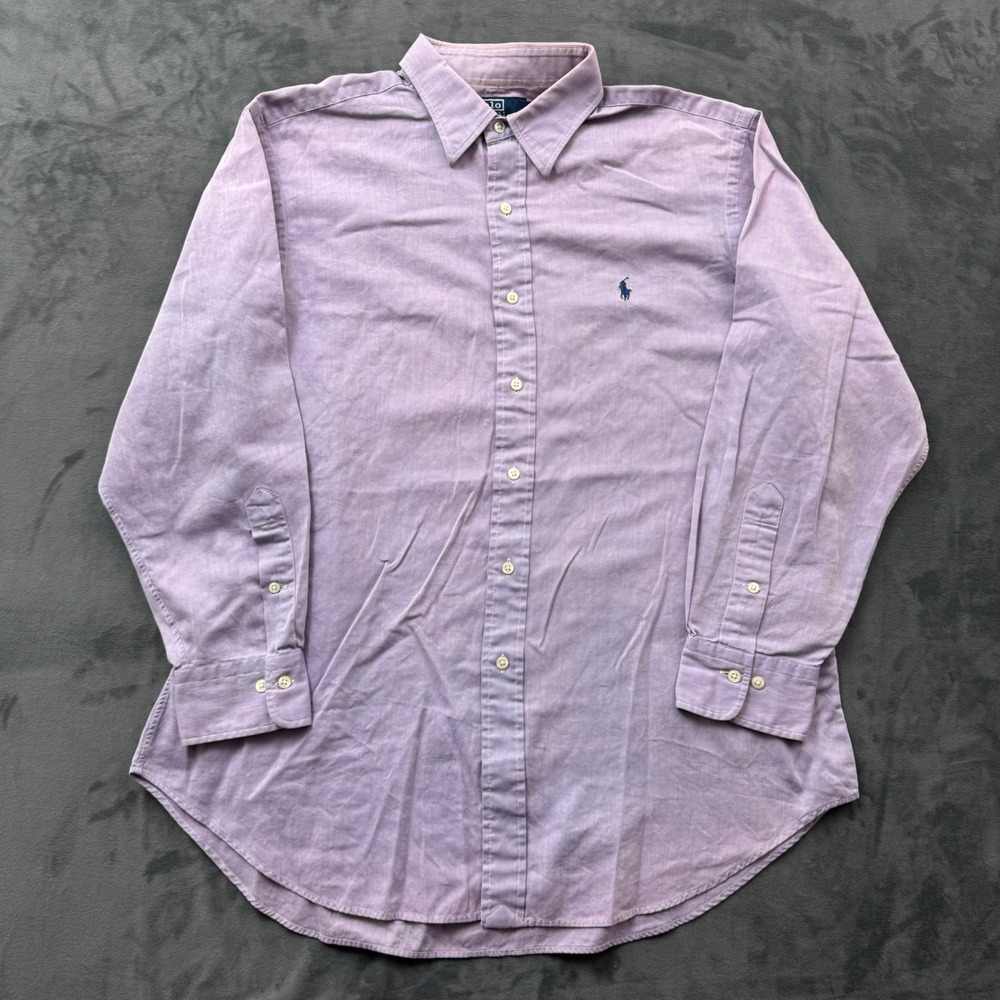 Polo Ralph Lauren Andrew Shirt Mens 16.5 32/33 Purple Cotton Button Down Faded